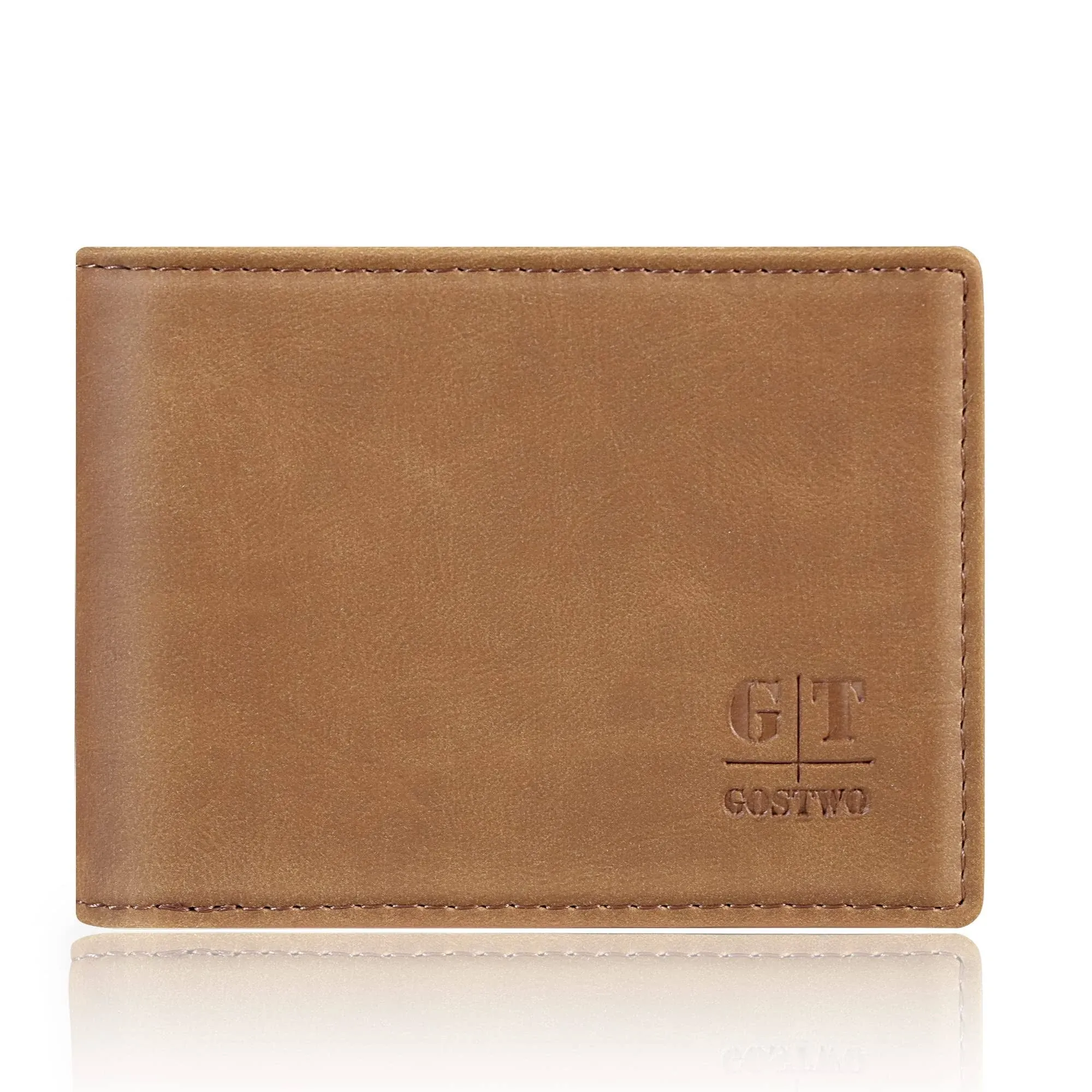 Gostwo Slim Wallet for Men Minimalist Leather ID Window Front Pocket Bifold Wallet