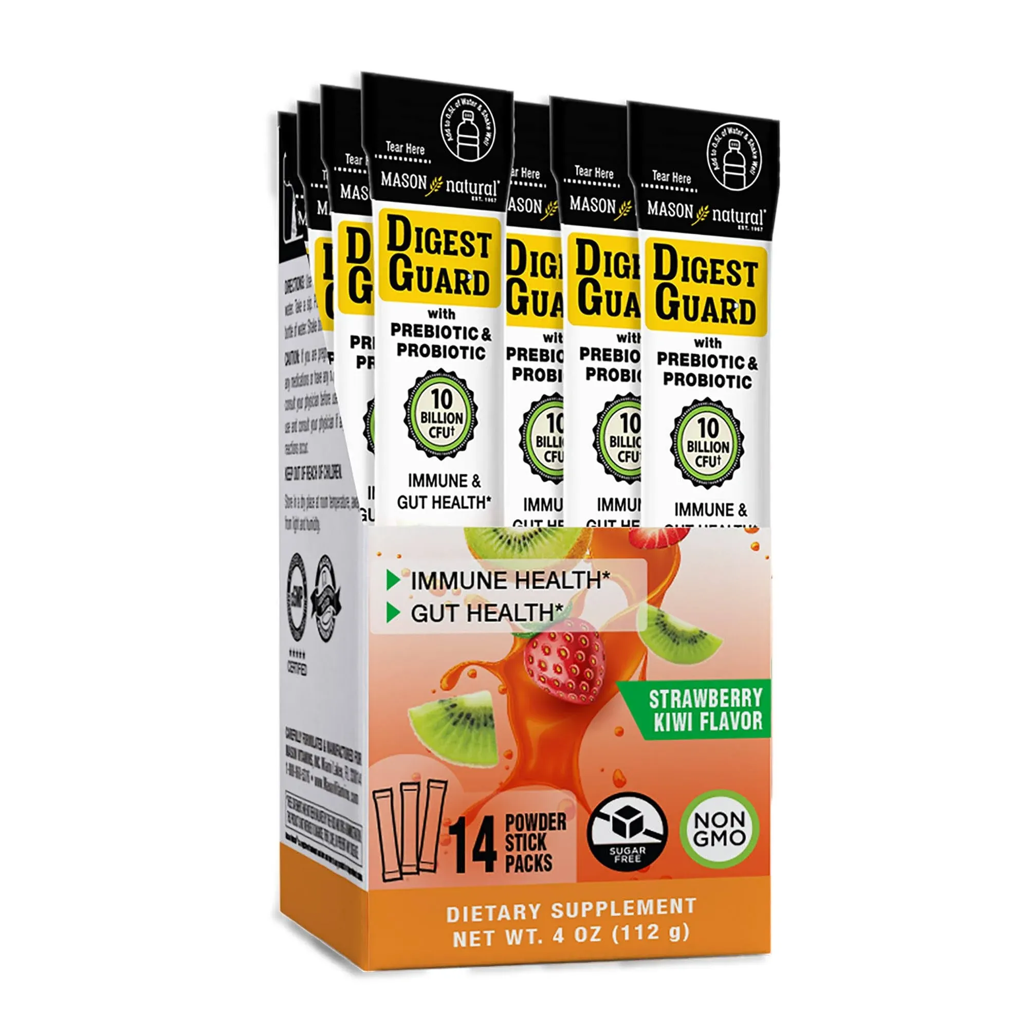 Mason Natural, Digest Guard, Strawberry Kiwi, 14 Powder Stick Packs, 0.28 oz (8 g) Each