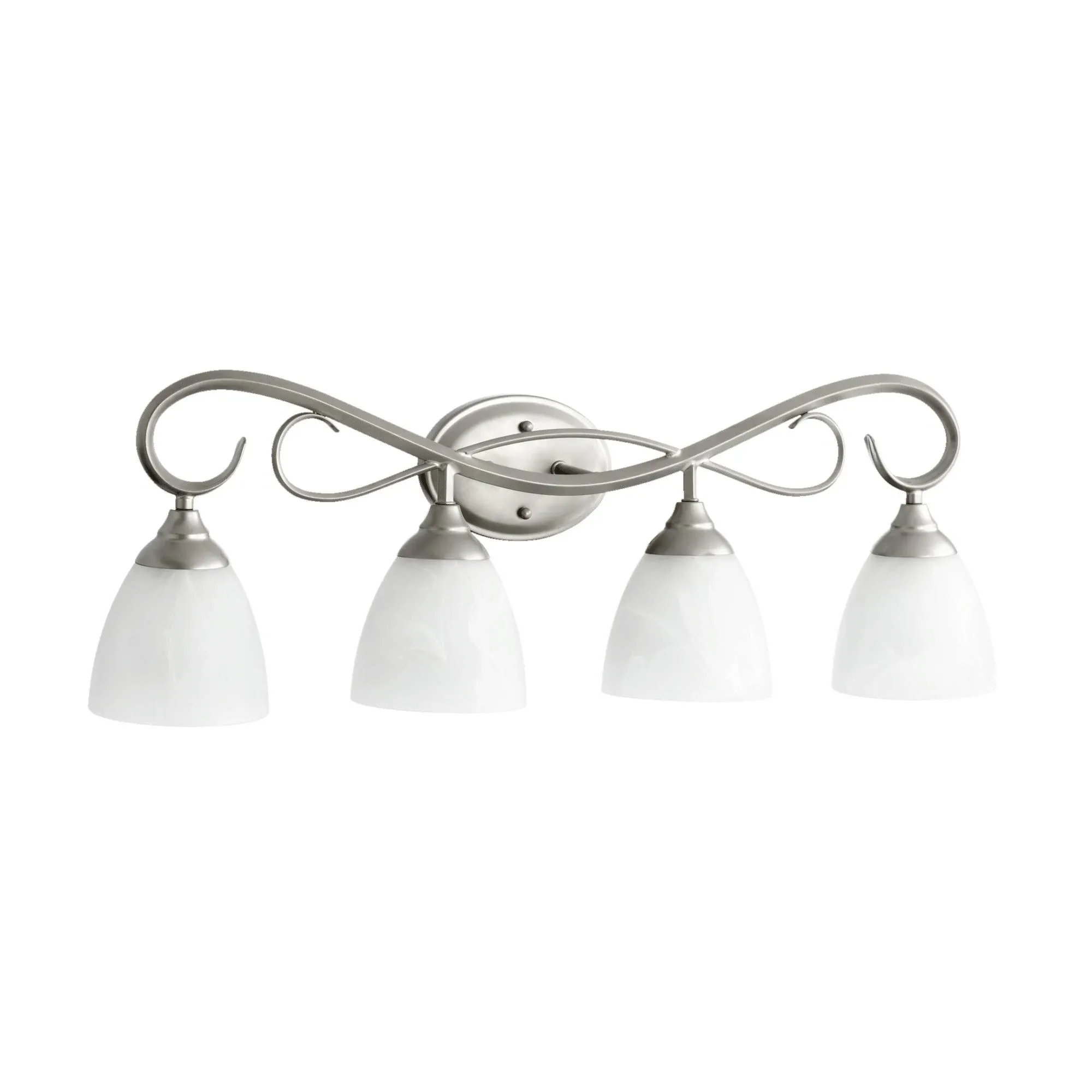 Quorum Powell 4-Light Classic Nickel Glass Vanity Light