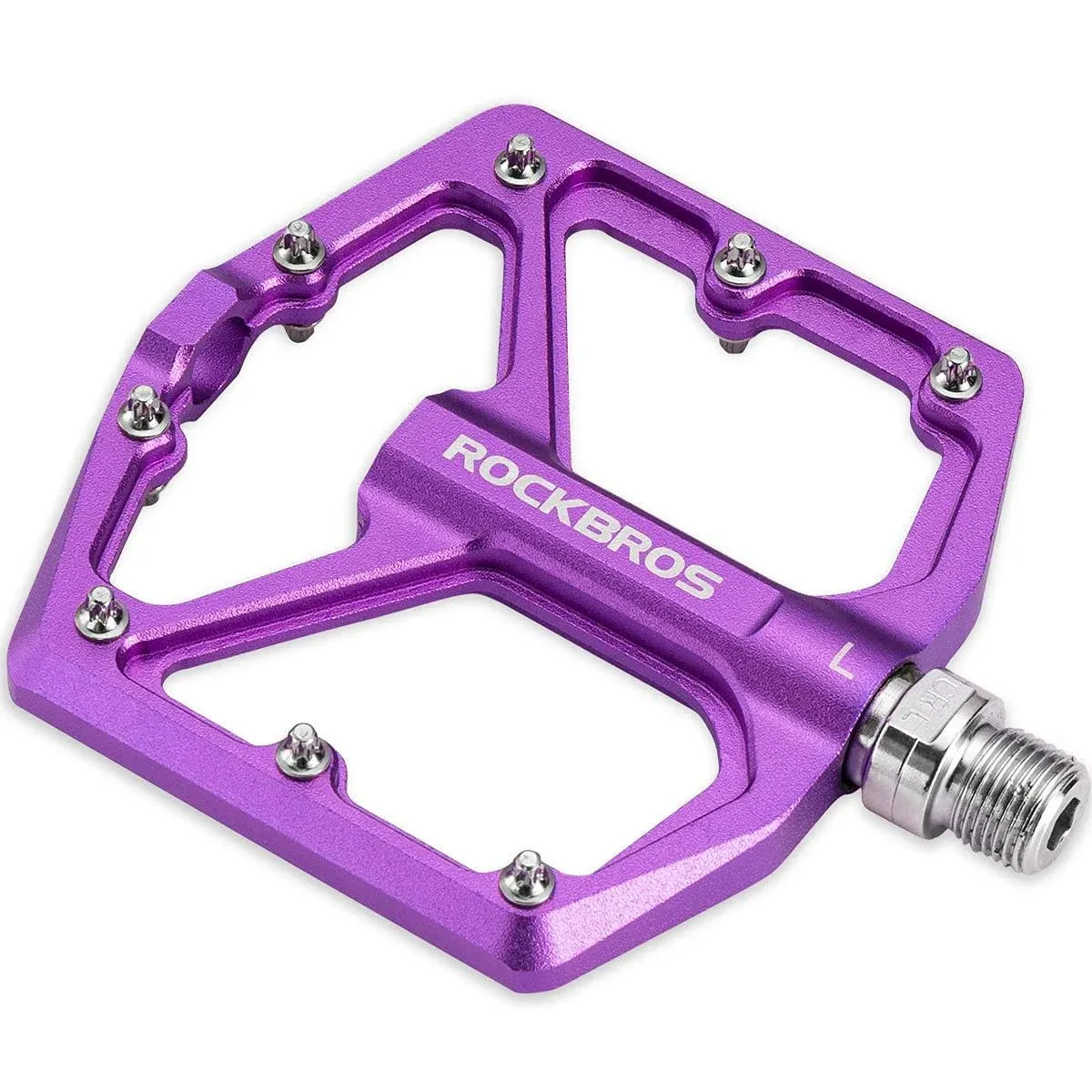 ROCKBROS Mountain Bike Pedals MTB Pedals Bicycle Flat Pedals Aluminum 9/16" Sealed Bearing Lightweight Platform for Road Mountain BMX MTB Bike Purple