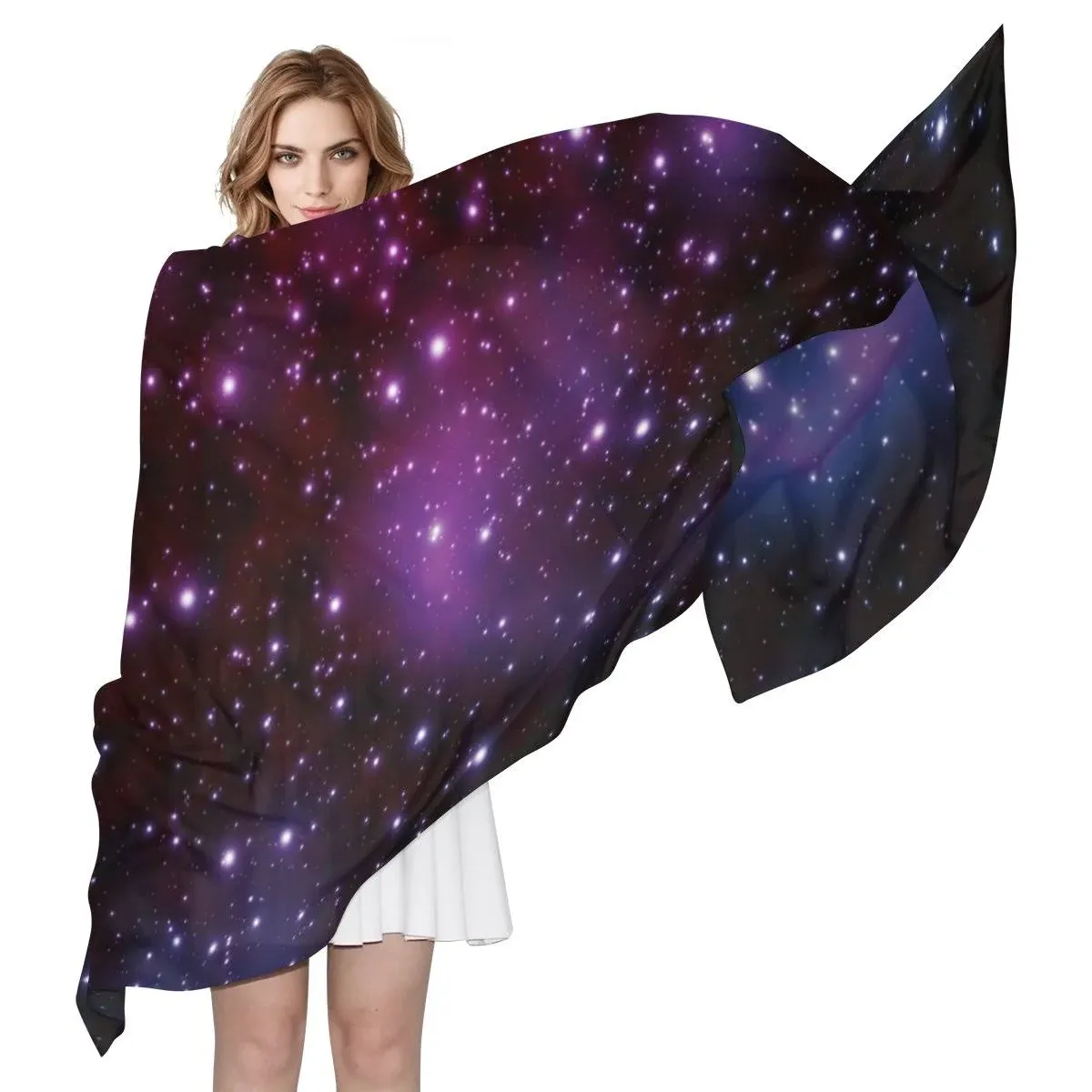 Fashion Universe Space Galaxy Print Chiffon Scarf Long Wrap Stole Shawl Wrap for Women