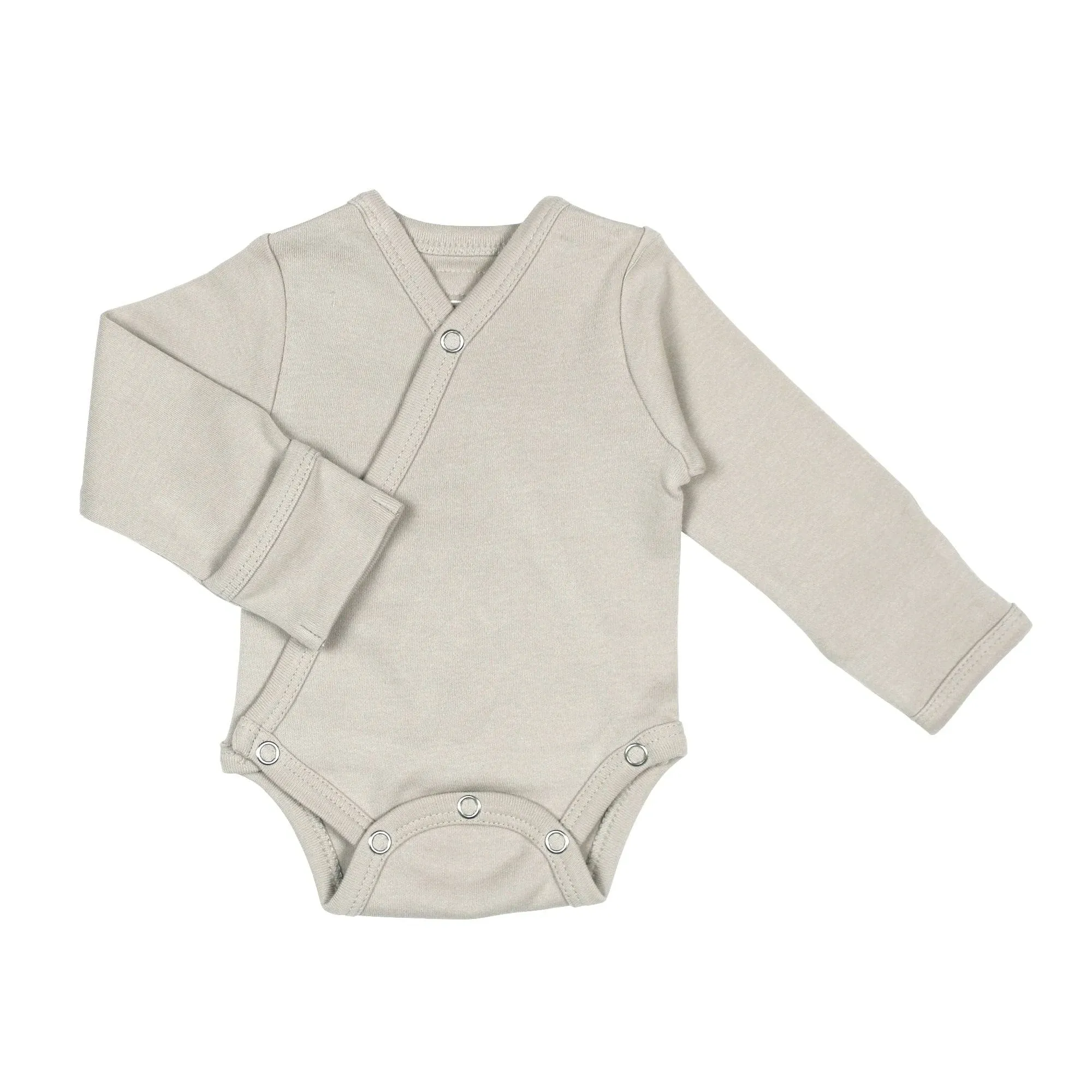 L'ovedbaby Size 6-9M Kimono Organic Cotton Long Sleeve Bodysuit in Stone