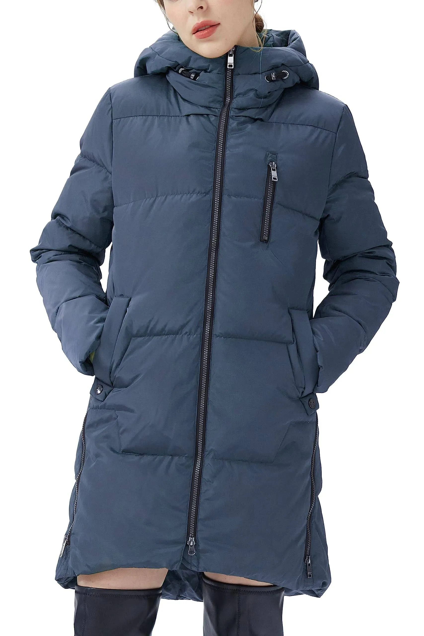 Orolay Women's Two-Way Zipper Hooded Puffer Jacket