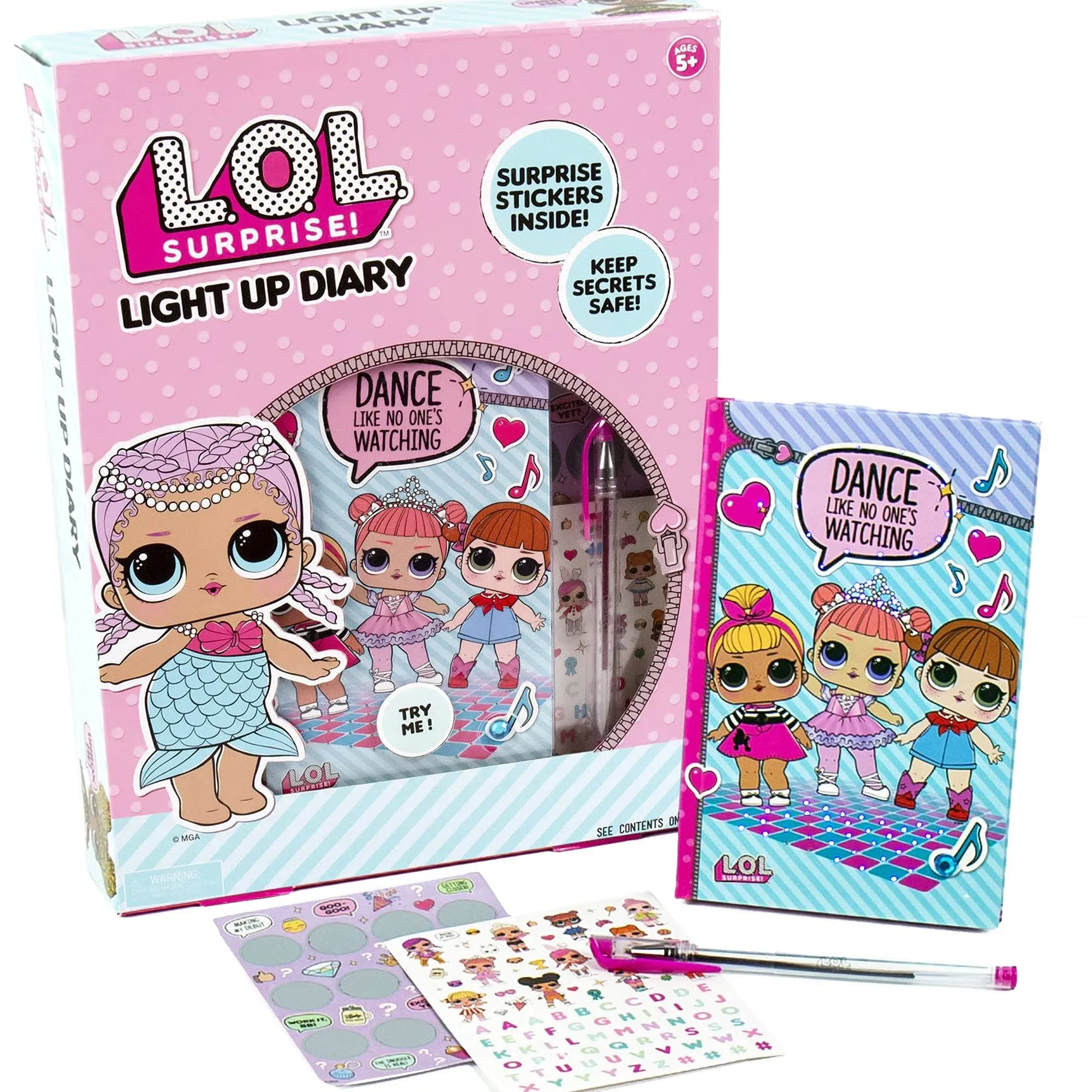 LOL Surprise Light Up Diary, includes Sticker Sheets, Pen, Everithing you need!