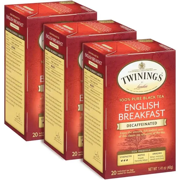 Twinings English Breakfast Decaffeinated Tea, Decaf Black Tea Bags Individually ...