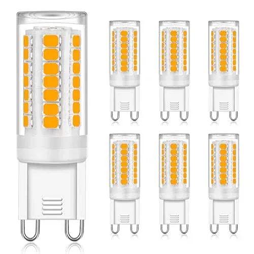 YUIIP G9 LED Light Bulb 4W Equivalent 40W Halogen Bulbs, G9 Ceramic Base, Warm White 3000K, 400LM Lamp, AC 120V CRI 83 for Home Lighting, Ceiling Fan, Chandelier, Non Dimmable (6 Pack)