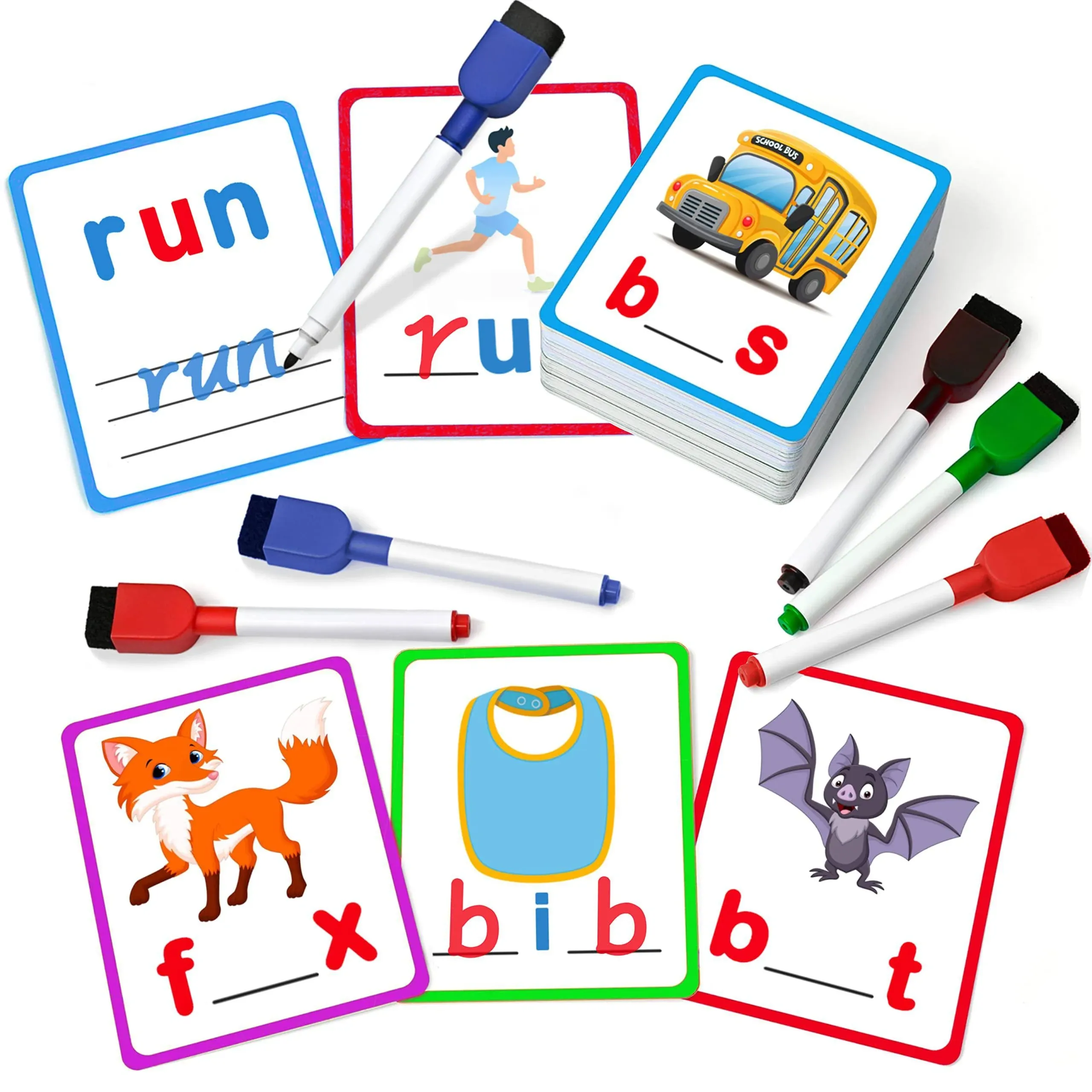 Ruson 100 Short Vowel Spelling Flashcards, Handwriting Cards Learn to Write CVC ...