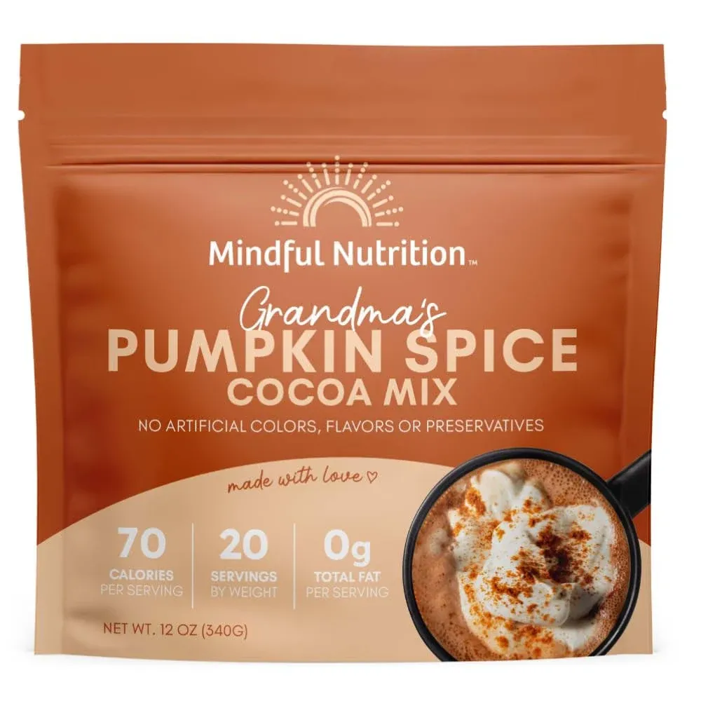 Mindful Nutrition Grandmas Organic Pumpkin Spice Hot Chocolate Mix I Hot Cocoa Mix I Chocolate Pumpkin Spice Coffee Creamer Substitute I Organic Dark Chocolate Pumpkin Spice Syrup Alternative - 12oz