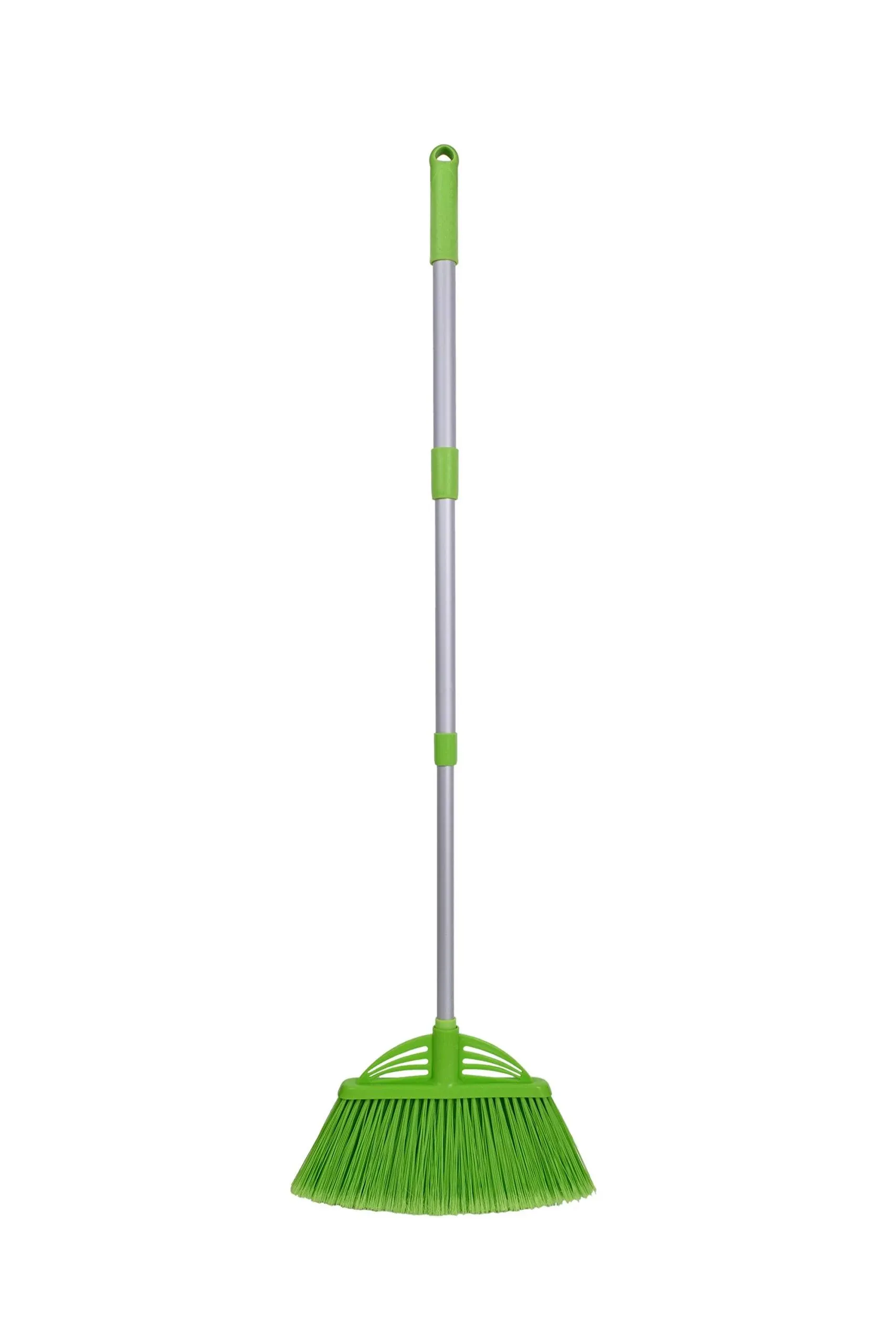 Three-Section Telescopic Aluminum Alloy Rod Long-Handled Broom（Green）