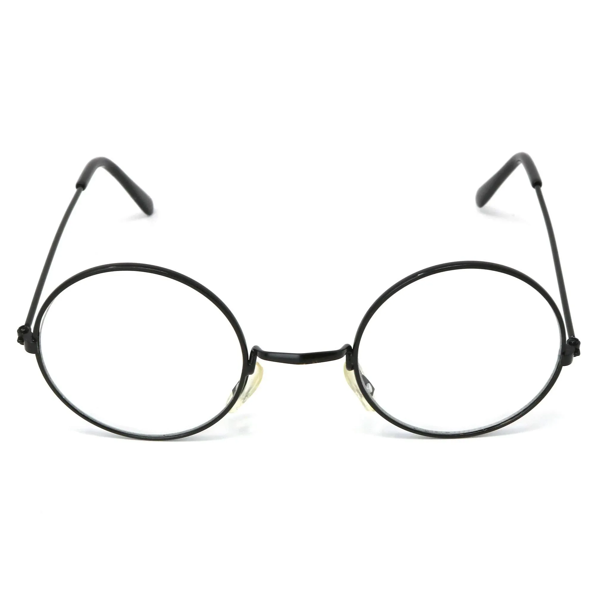 Round Wizard Costume Glasses - Black Metal Frame Circular Costume Eyeglasses - 1 Pair