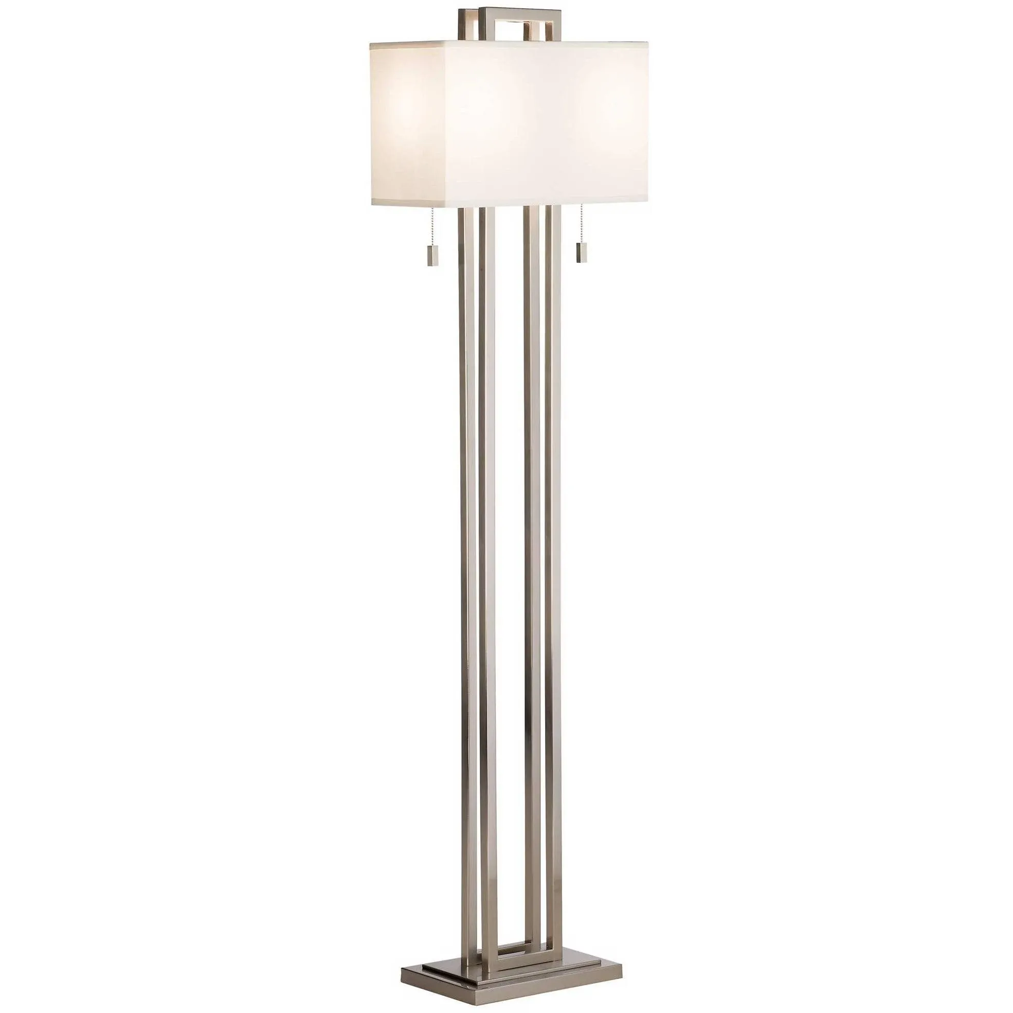 Possini Euro Design Double Tier Brushed Nickel Floor Lamp