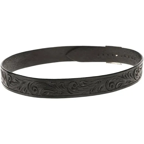 NRS 1" Black Leather Scroll W/Buckle Hat Band Black