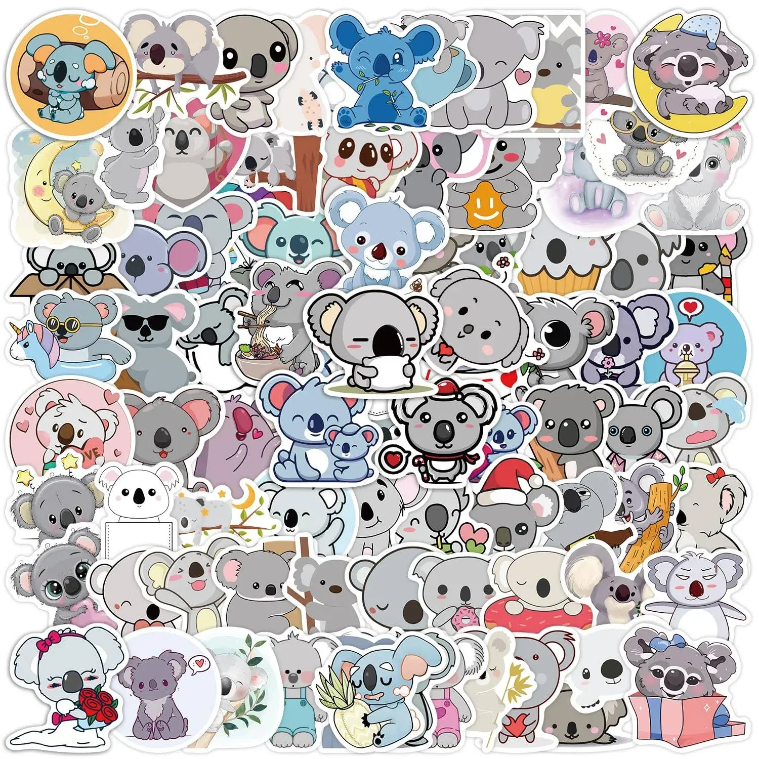 Koala Stickers 100pcs Cute Animal Stickers Waterproof Vinyl Decals for Water Bottles Bicycle Laptop Computer Luggage Kids Teens Boys Girls Koala