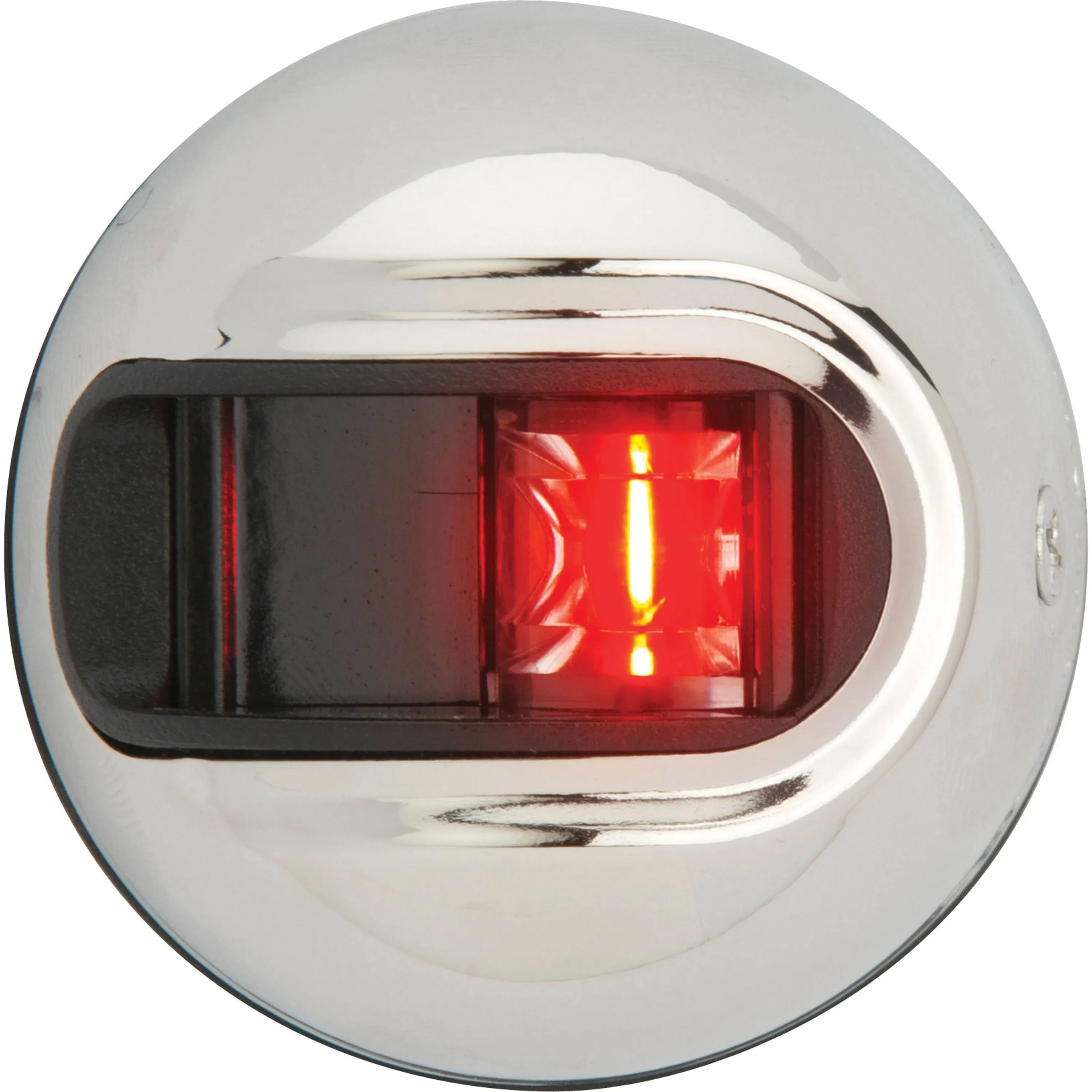 Attwood NV3012SSR-7 LightArmor 2-Mile Vertical Surface Mount Navigation Light, Red LED Lighting, Round Stainless Housing