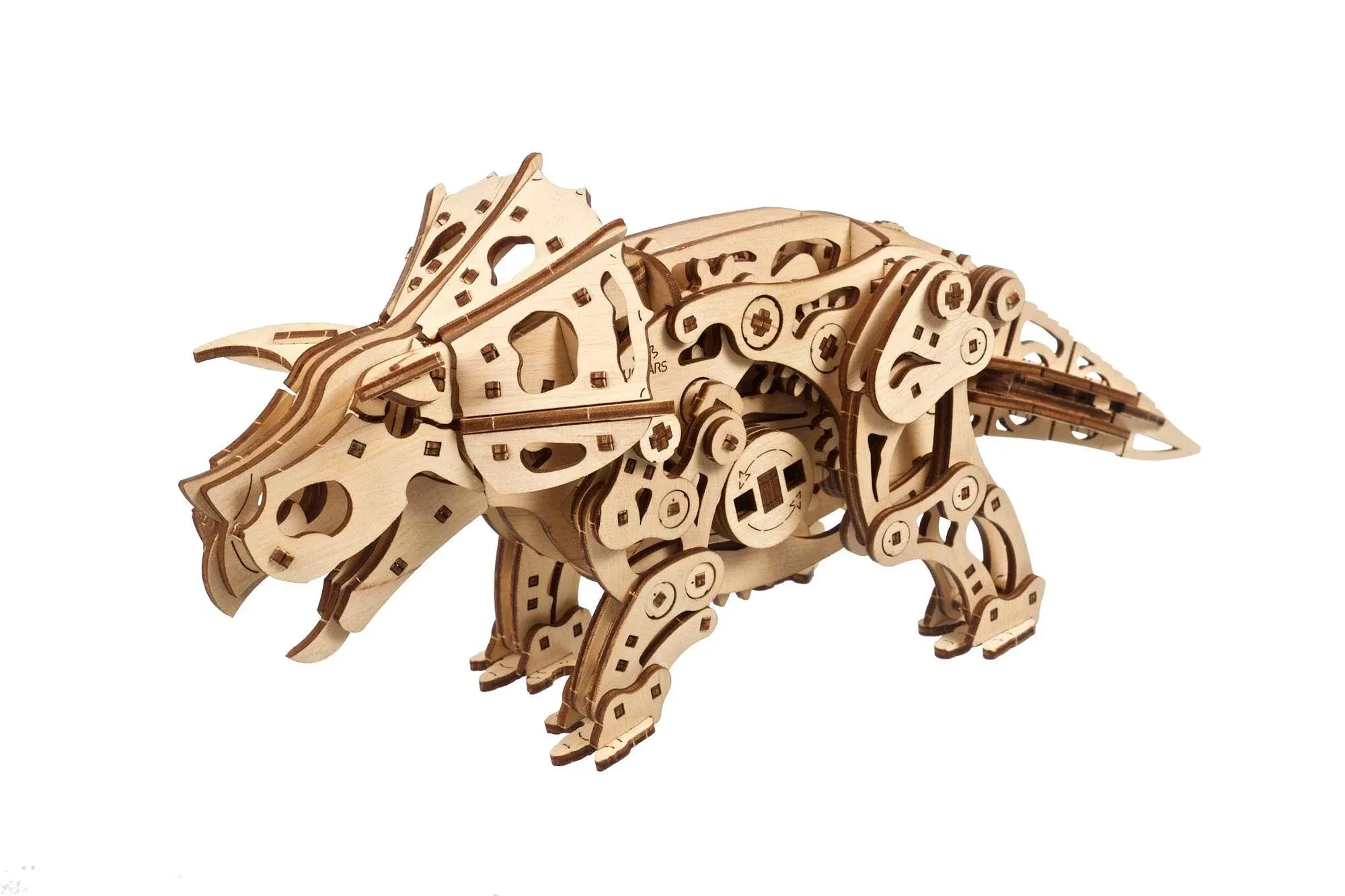 UGEARS Wooden 3D Puzzles for Adults - Triceratops Dinosaur Puzzle DIY Craft Kits for Adults Mechanical Models for Adults to Build - 3D Wooden Dinosaur Automaton Model Kit Wood Puzzles Adult - 400 Pcs