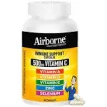 Airborne Vitamin C 500mg Capsules with Zinc & Selenium, Immune Support Supplement for Adults with Powerful Antioxidants Vitamins A C & E + Vitamin D