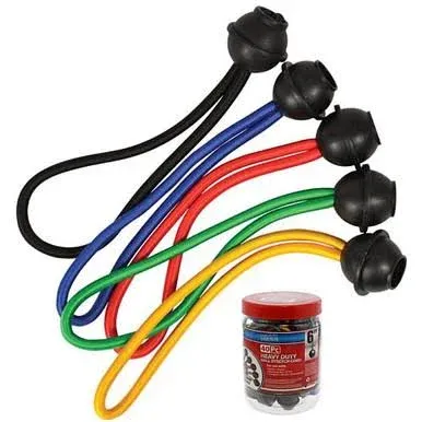 Tool Sol. Heavy Duty BALL STRETCH BUNGEE CORDS 6&#034; STRAP Asst Colors, 40 Pcs