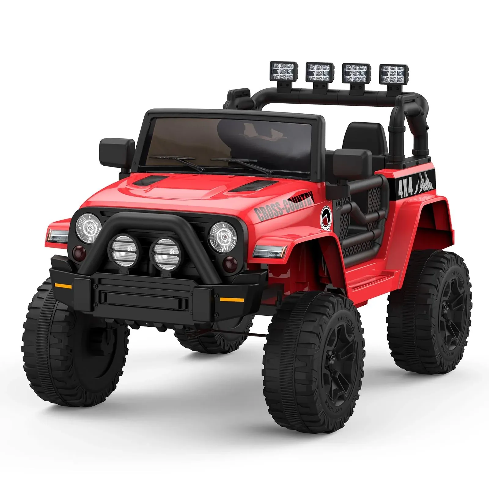 Ride On Truck Car 12V Kids Electric Car with Parent Remote, Spring Suspension, LED Lights, Bluetooth, 2 Speeds - Red