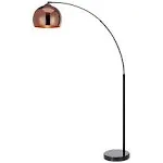 Teamson Home Floor Lamps 66.93&#034;H 1-Light Arc Plug-In LED Dry-Rated Metal Gold