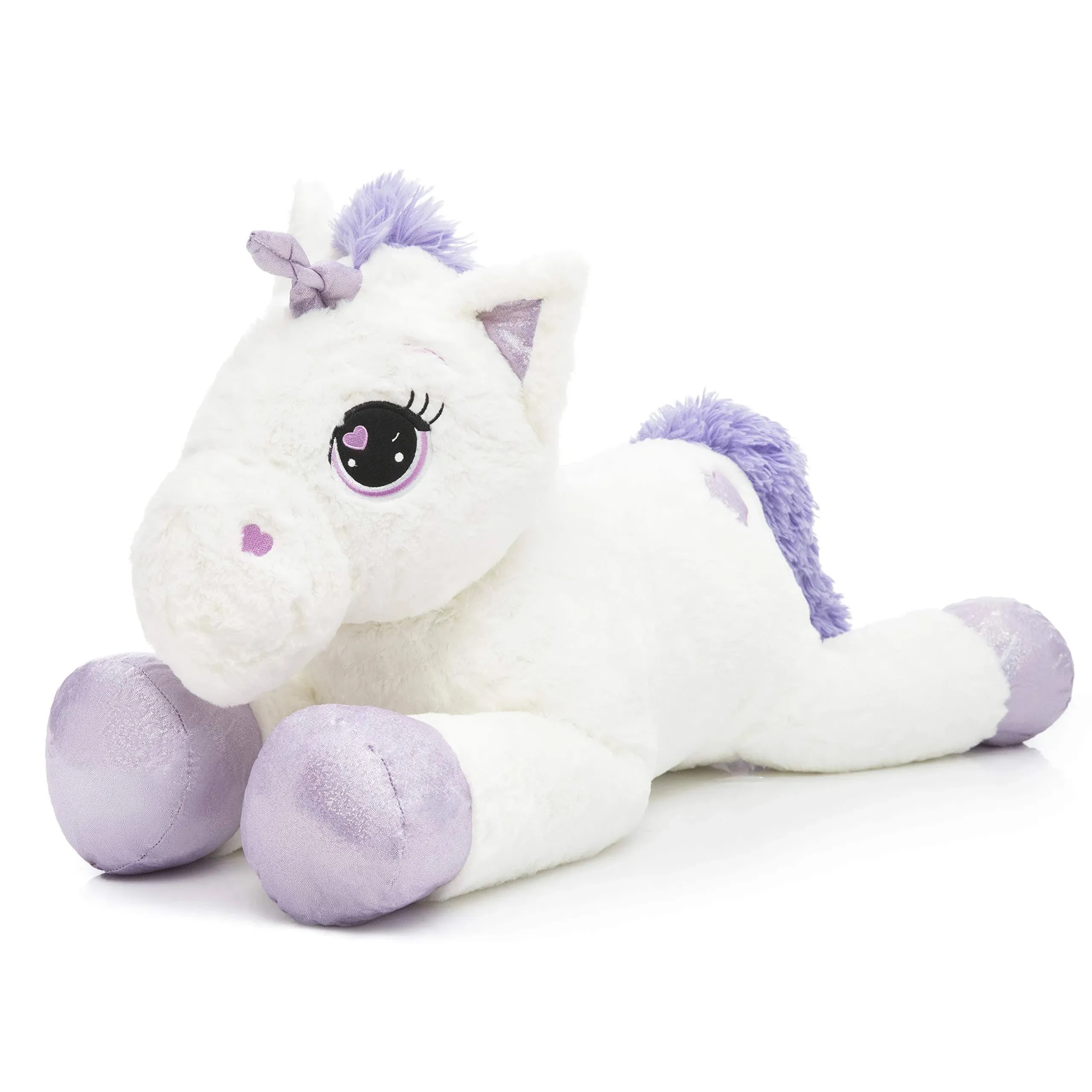 DOLDOA 32 inch Cute White Giant Stuffed Unicorn Pillow Plush Animals Unicorn Toy Gift for Girls Kids