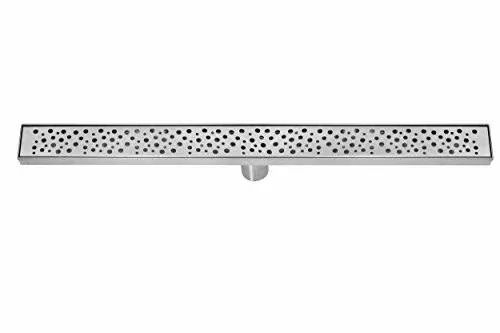 DreamDrains 32 in Stainless Steel Linear Shower Drain - Rain Pattern Drain - Easy Installation Linear Drain Kit (Brushed Finish, 32 x 2.75 in)