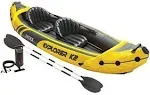 Intex Explorer K2 2 Person Inflatable Kayak Oars & Air Pump