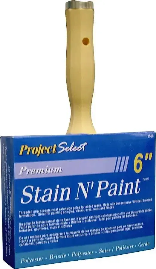 6&#034; Stain N&#039; Paint Polyester Bristle Paint Brush w/ Threaded Plastic Handle