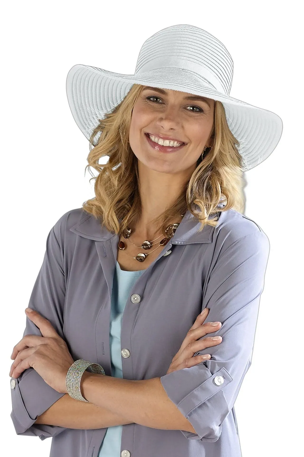 Coolibar Women's Shelly Shapeable Travel Sun Hat UPF 50+ White