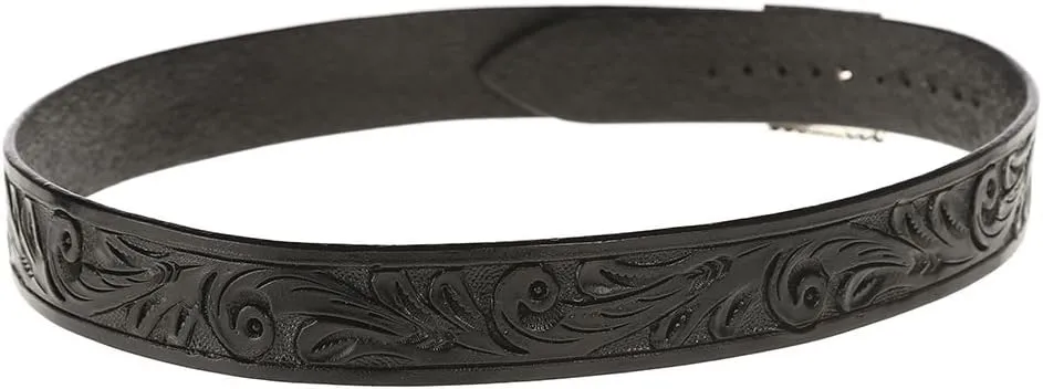 NRS 1" Black Leather Scroll W/Buckle Hat Band Black