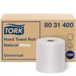 Tork Universal Hand Towel Roll, Notched, 8" x 800 ft, Natural White, 6 Rolls/Carton