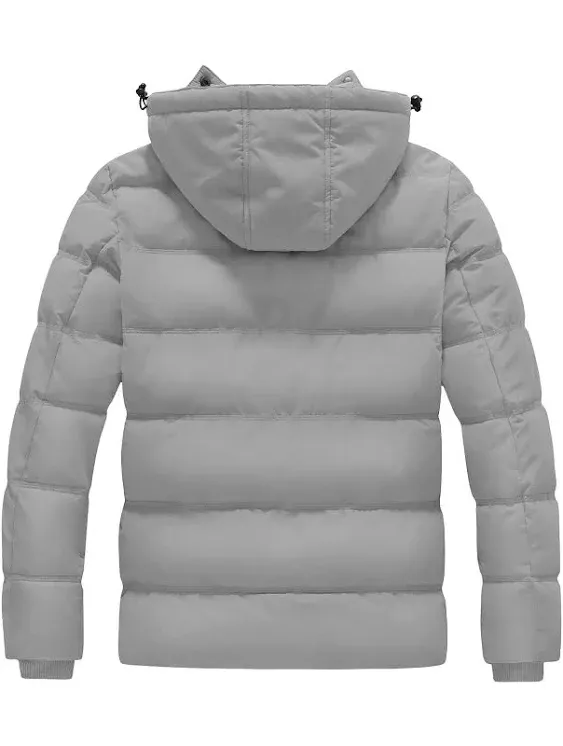 Wantdo Men's Hooded Winter Coat Warm Puffer Jacket Thicken Cotton Coat with Removable Hood