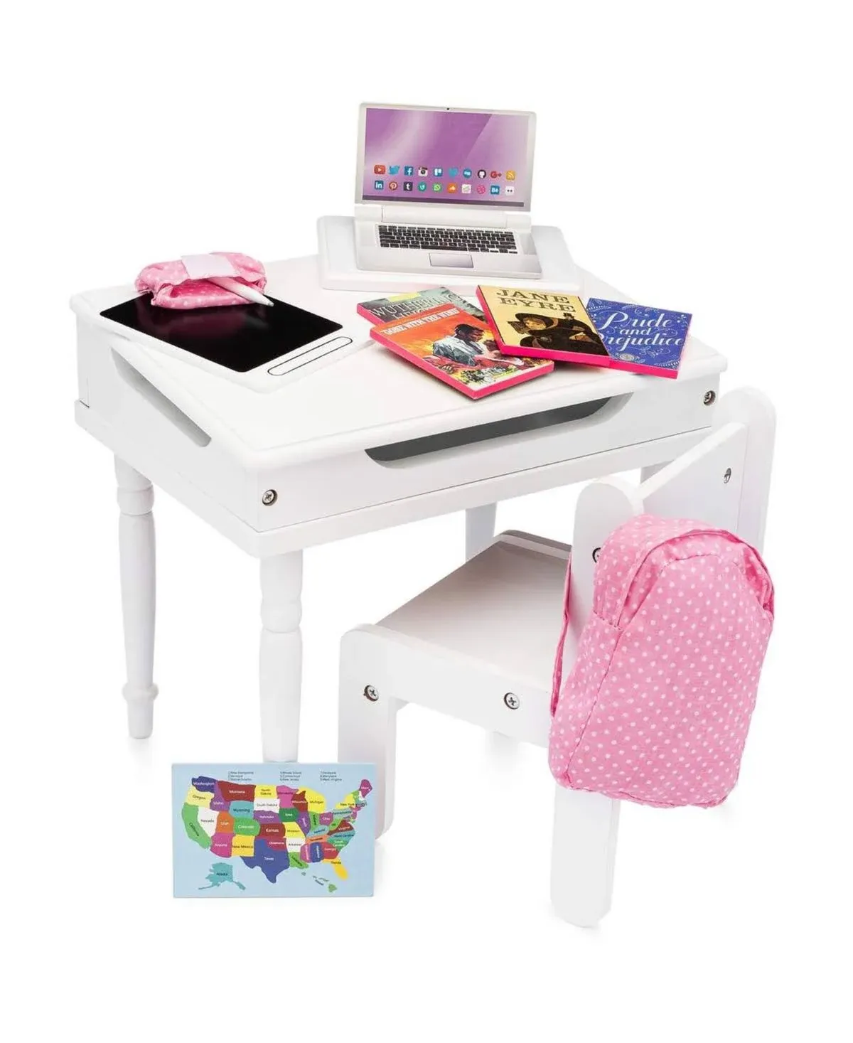 Playtime by Eimmie 18 Inch Doll Furniture ((Desk &amp; Chair with Classroom Acces...