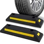 Pyle Heavy Duty Car and Truck Wheel Stop Rubber Parking Tire Block (Set of 2)