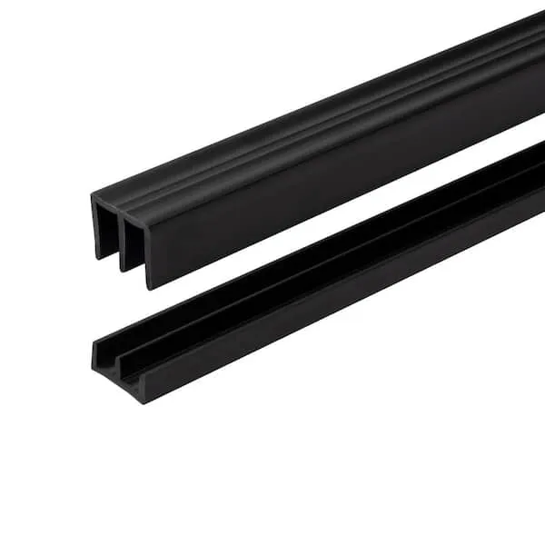 11/16 in. D x 13/16 in. W x 36 in. L Black Styrene Plastic Sliding Bypass Track Moulding Set for 1/4 in. Doors (1-Pack)