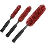 Car Wool Wheel Brushes for Cleaning Wheels Set (3 Pack), Metal-Free Tire Brushes Kit, Soft Wheel Brushes for Cleaning Tires and Rims