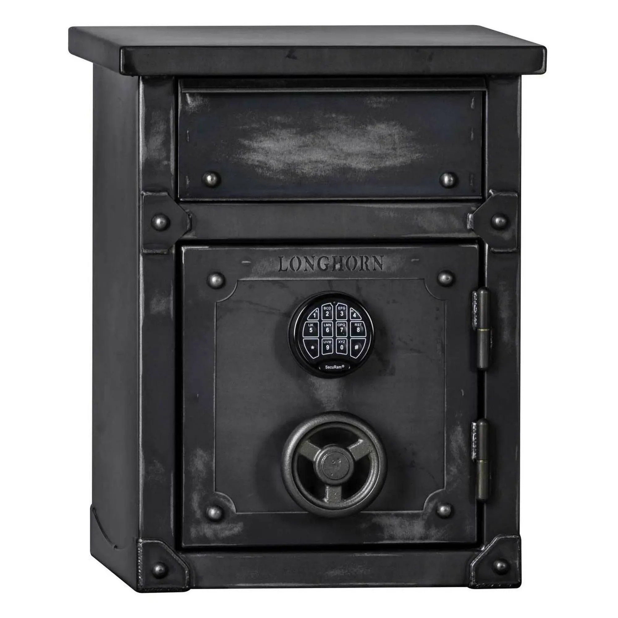 Longhorn Home Gun Safe Nightstand by Rhino Metals, LNS2618 Security Safe, End Table with Heavy Duty Drawer, 40 Minutes Fire Protection, Electronic Lock and Pistol Pocket Holder, 150lbs