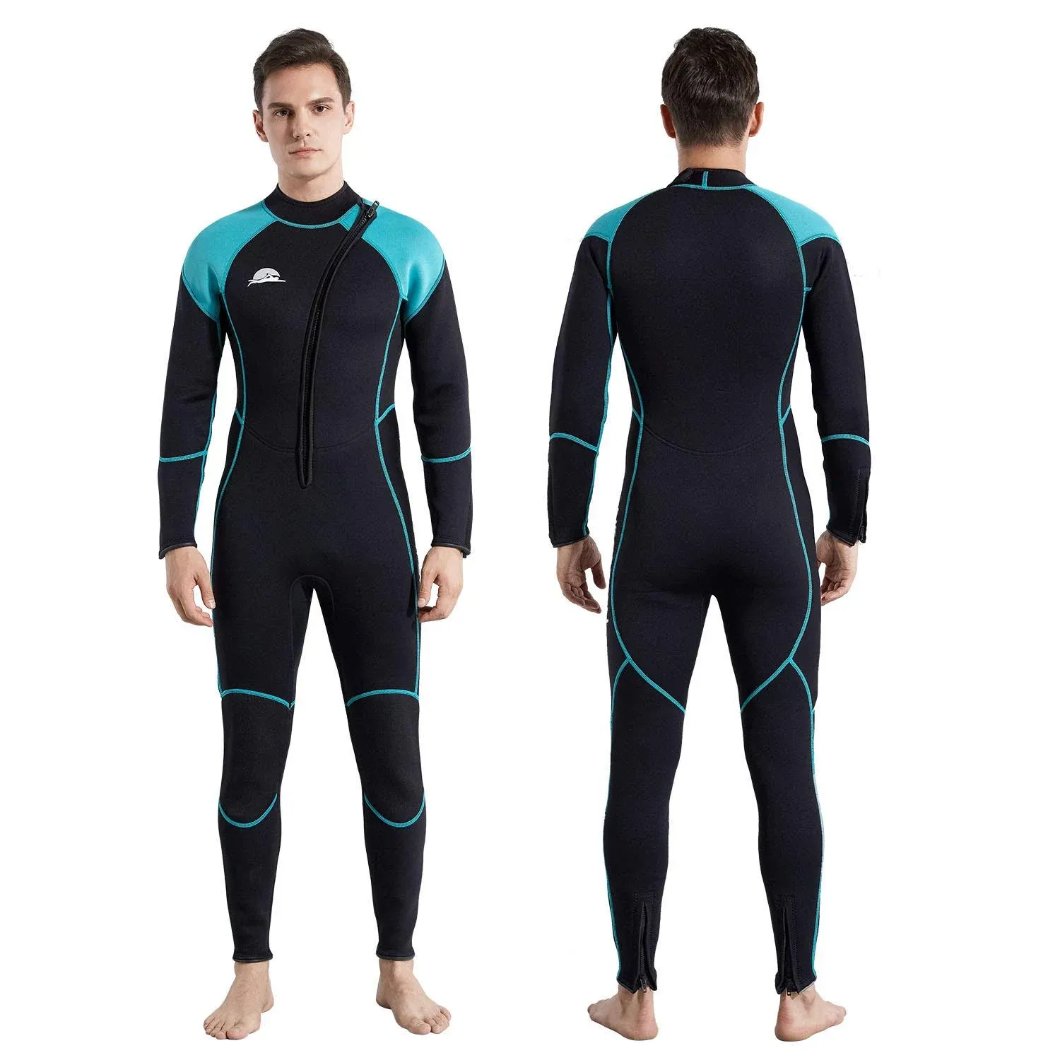 XUKER Wetsuit Men, 3mm Neoprene Long Sleeve Full Body Front Zip Wet Suit in Cold ...